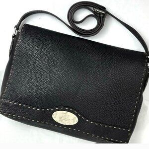 FENDI Black Leather Messenger Bag